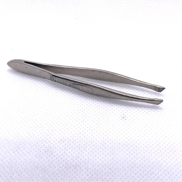 Revlon Stainless Steel Tweezers Classic Deluxe Makeup Metal 3" Slant Tip Vintage - Picture 3 of 9